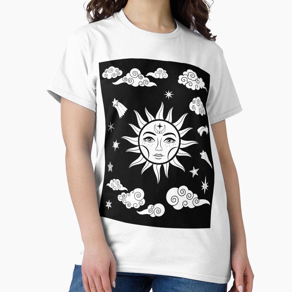 sun and moon celestial artstyle by cutecrazytshirt