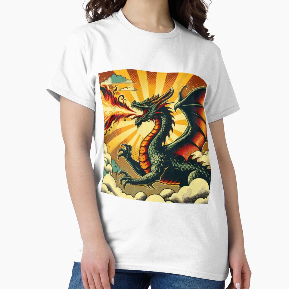 vintage dark dragon breathing fire by Expressions-Sel