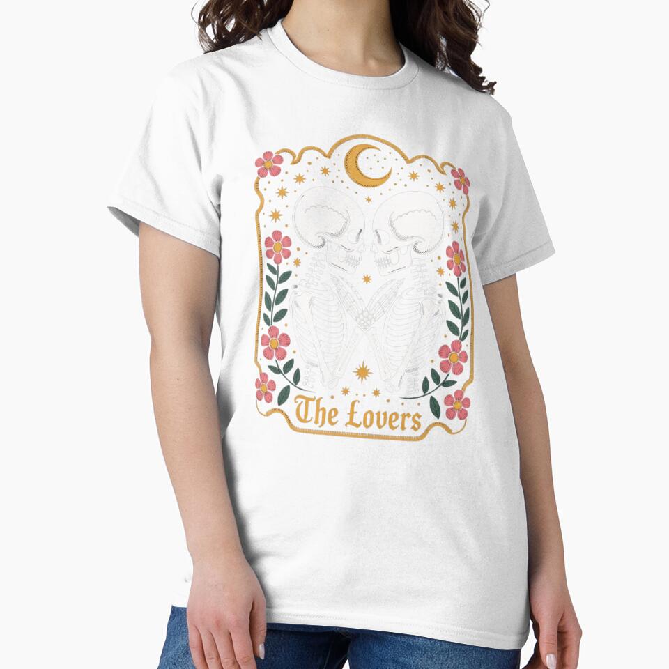 The Lovers – Gothic Skeleton Tarot Card Design – Halloween lover Classic T-Shirt by inkfluenceart