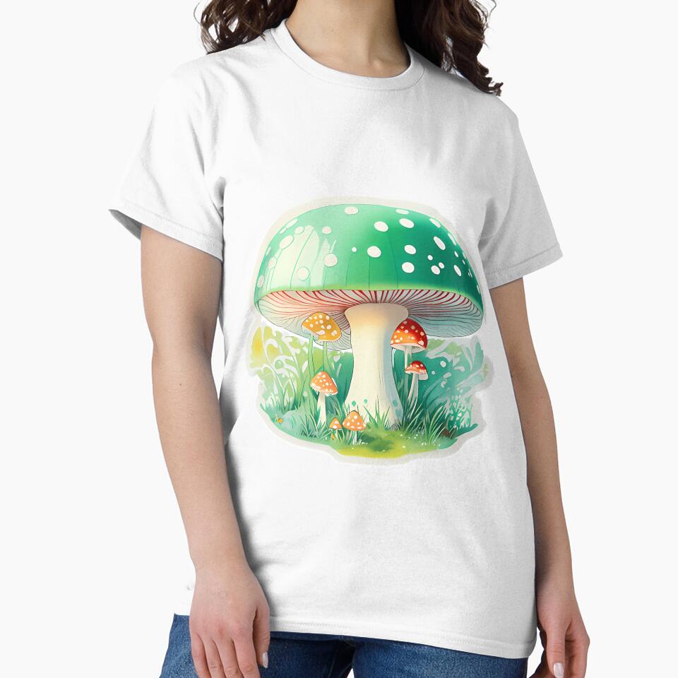 Green Glow Mushroom Wonder Illustration by anningcragin1