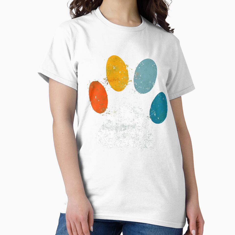 Vintage Dog T-Shirt Puppy Dog Paw Print Dog Love Pet Paw by OlyvieArt