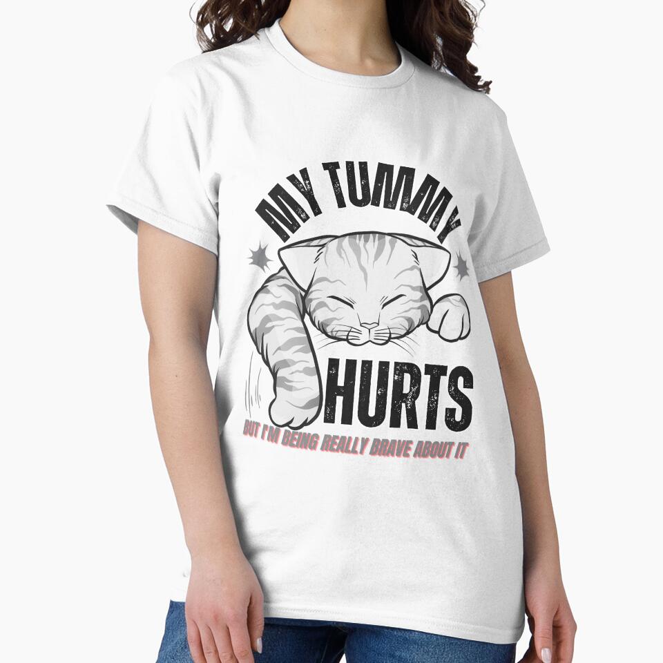 My Tummy Hurts Funny Cat Meme Retro Vintage Cat Lover Kitten by Artsy Aura ⭐⭐⭐⭐⭐