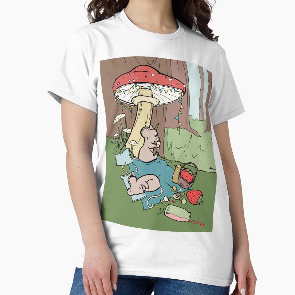 Mouse Picnic with Strawberries Under a Giant Mushroom by Otter-Grotto