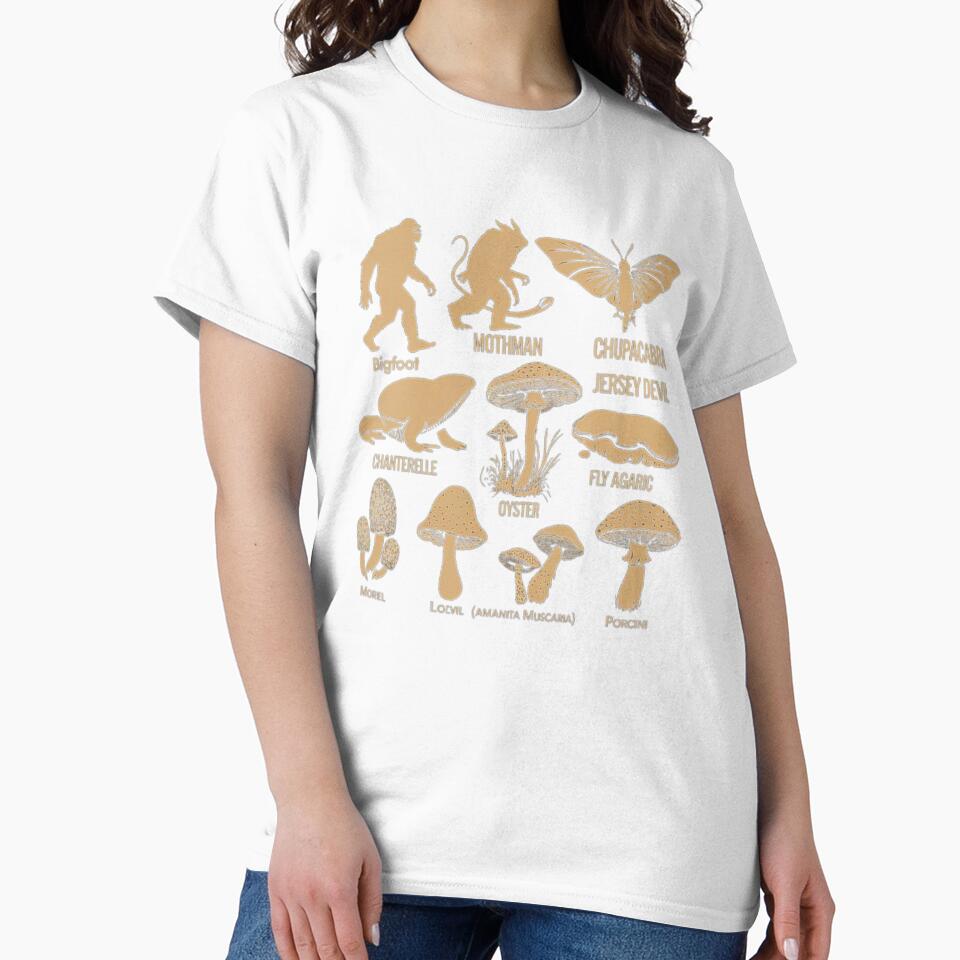 Cryptid and Mushroom Silhouettes - Bigfoot, Mothman, and Mushrooms by love3617