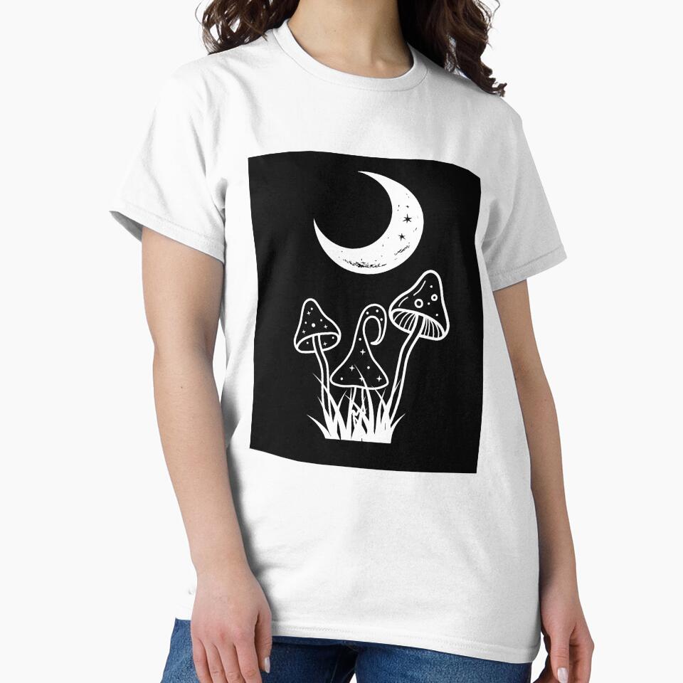 Celestial Mushroom Moon – Mystic Night Forest Design by eachside-nik