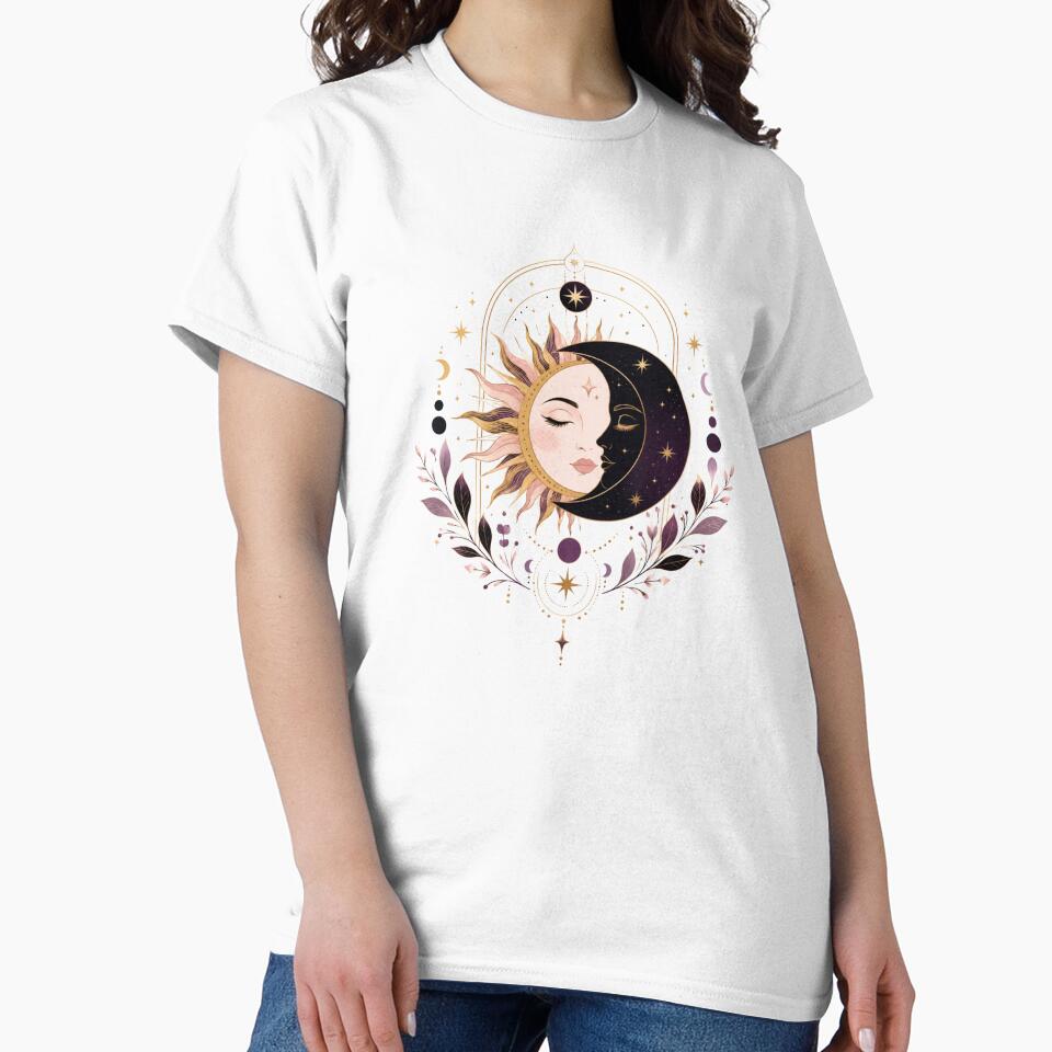 Celestial Sun and Moon Face Art by ModernMoodCo
