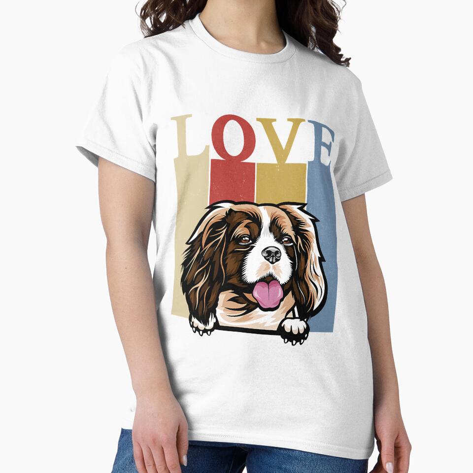 Love Cavalier King Charles Spaniel Vintage Retro Dog Mom Dad by JeffreyShultz