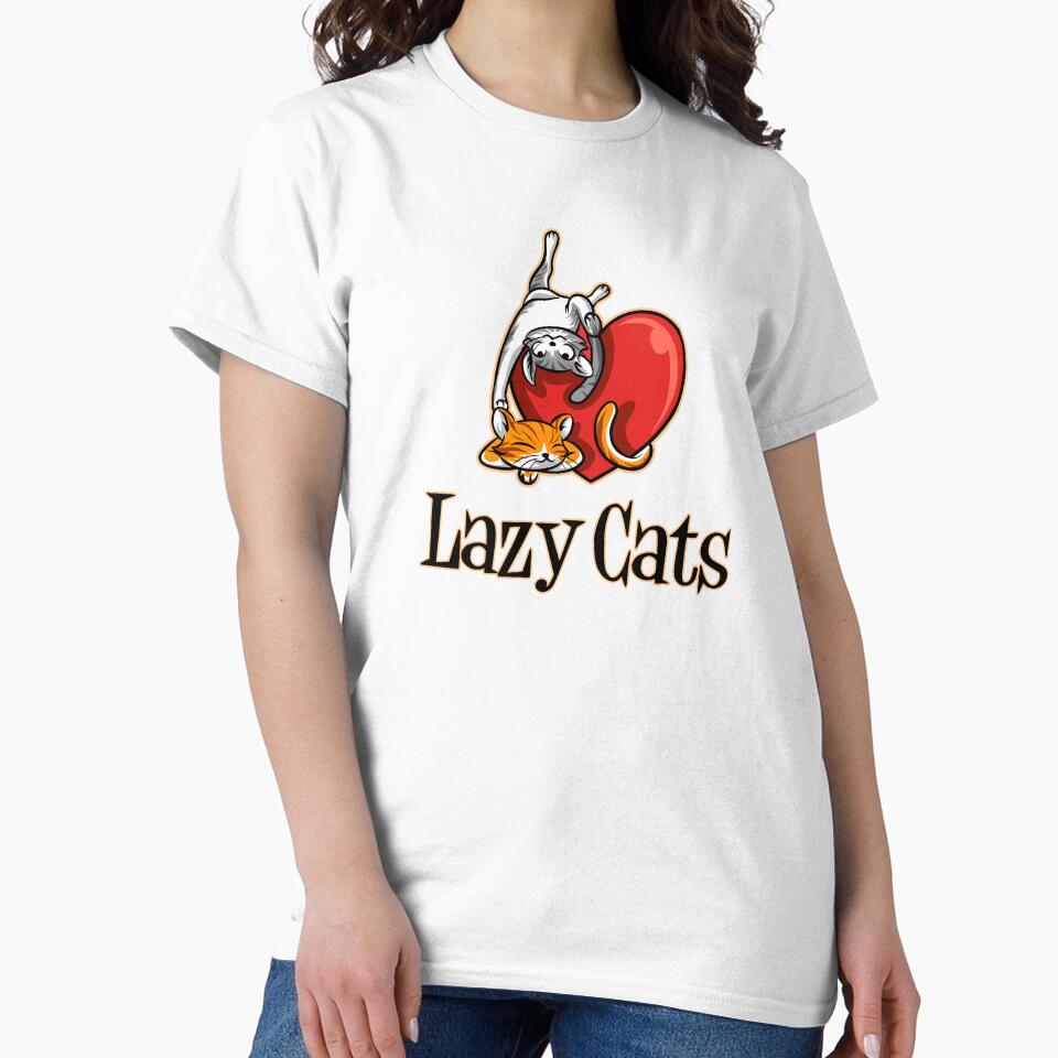 Lazy Cats Playing and Lying On the Love Shape Cat Retro White and Orange Cat by activlifewear