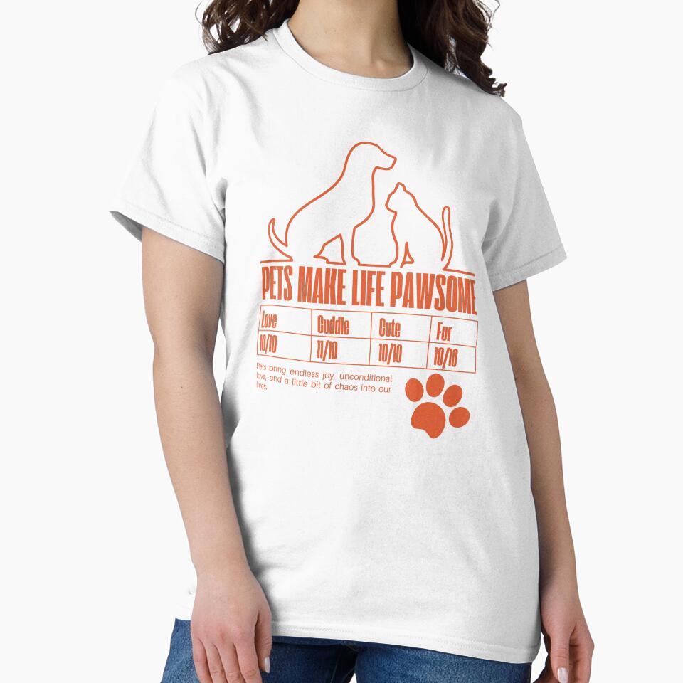 Pets Make Life Pawsome – Cute Dog and Cat Lover Design with Paw Print by Gawii