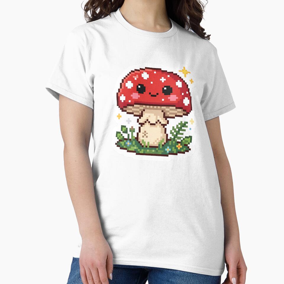 Cute Kawaii Pixel Art Red Mushroom Toadstool by PixelAlchemyHQ