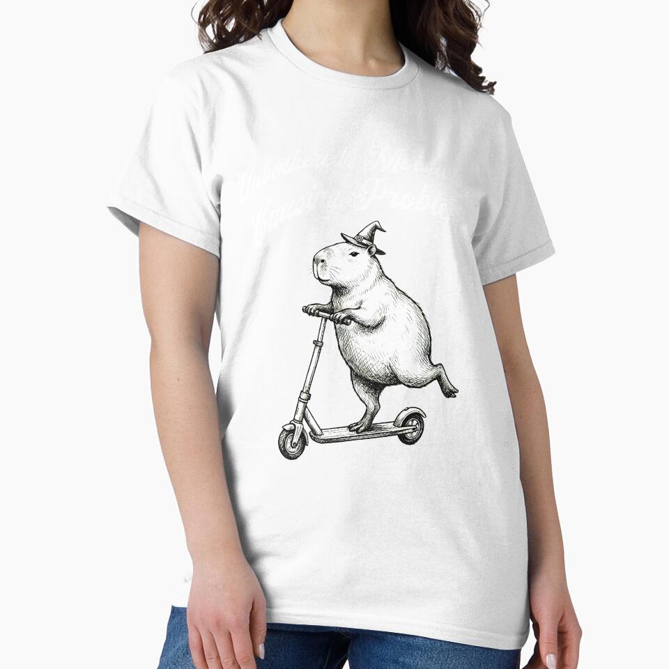 Capybara Scooter Shirt Unbothered Moisturized Causing Problems Tee by rvanderveken