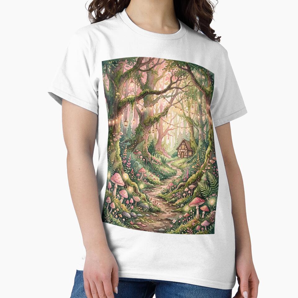 Magical Mushroom Forest Path Fairy Lights Cottagecore by Arobinoz