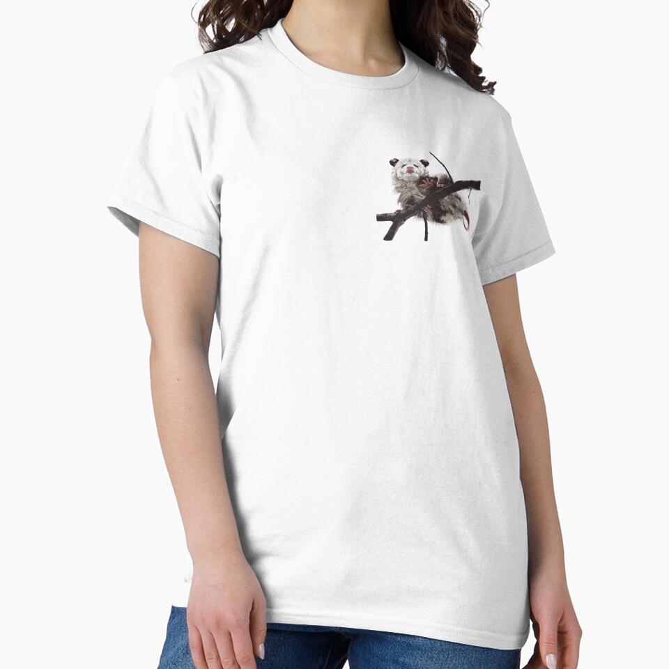 Opossum's butt on a branch, small print white edition by bye-then
