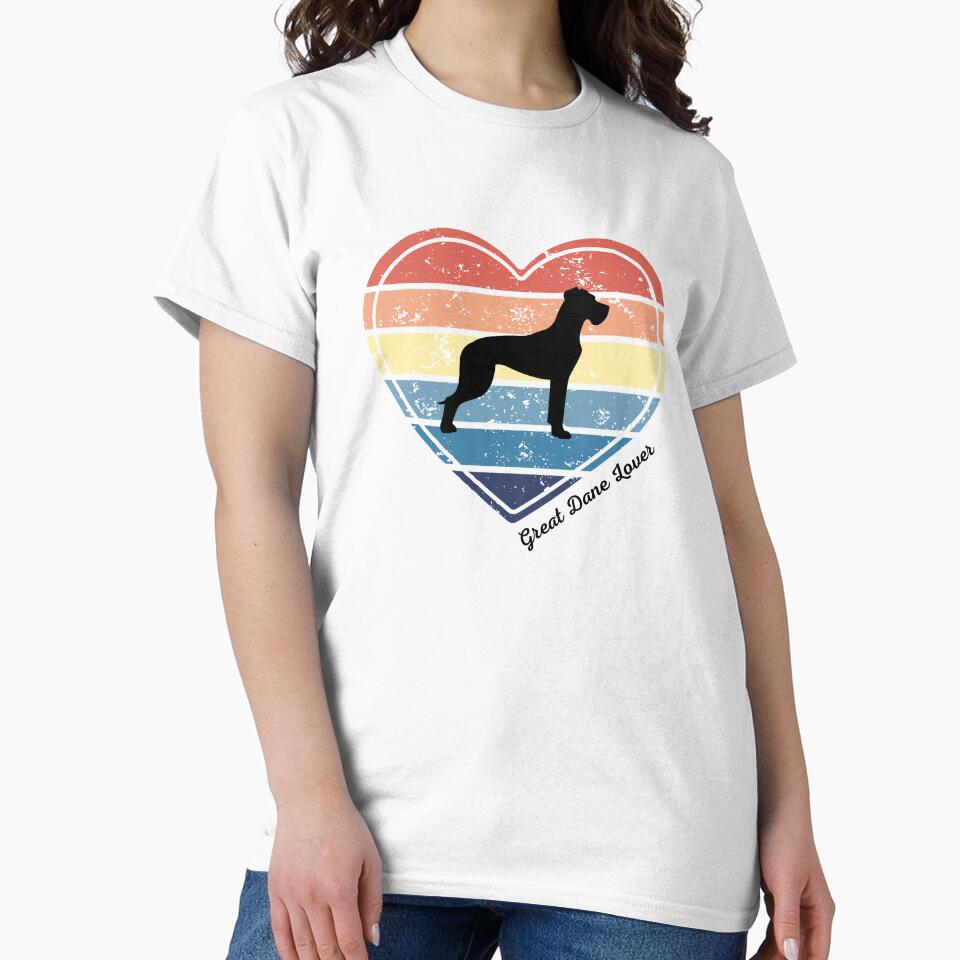 Great Dane Lover Retro Sunset Heart by Print-A-Joke