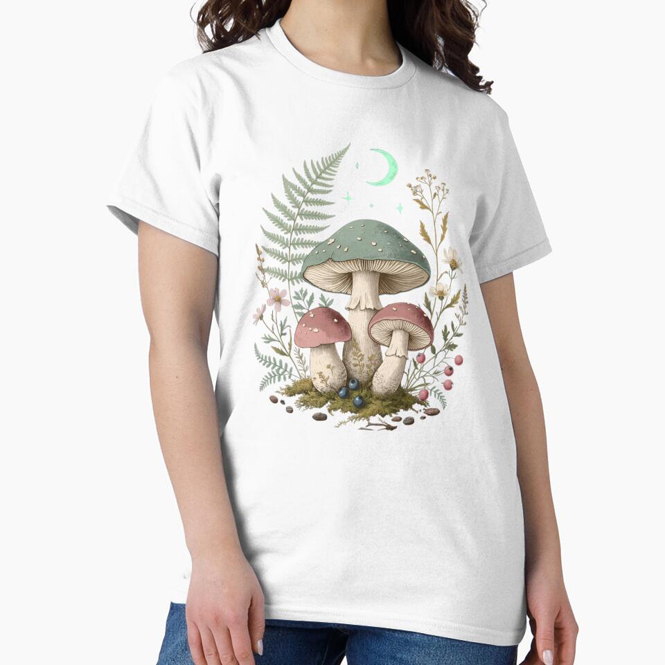 Cottage Mushroom Botanical Aesthetic Art  Cottagecore Gift for Her Sticker Print Decor by DreamelleStudio