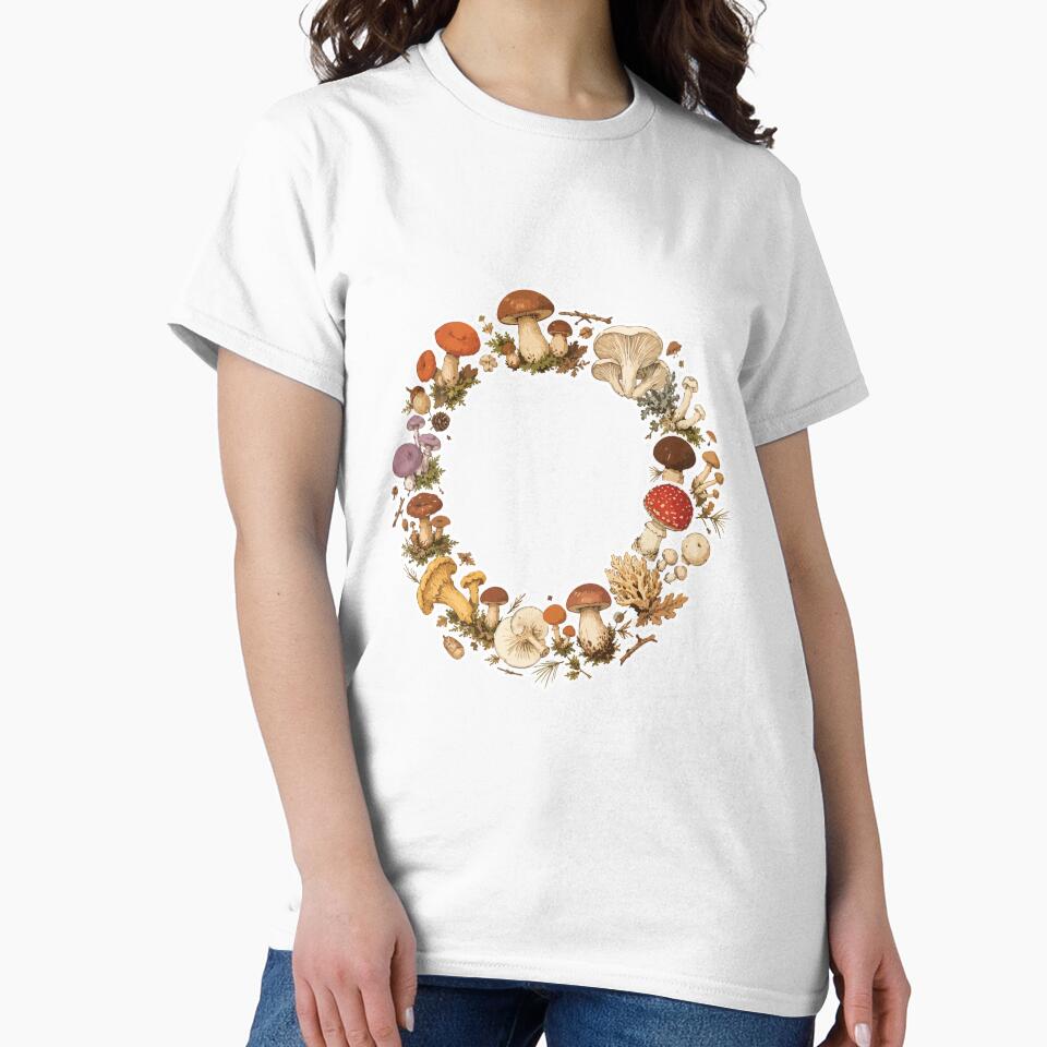 Forest Mushroom Wreath Wild Mushroom Circle Botanical Mycology Nature by SimplePoDesign