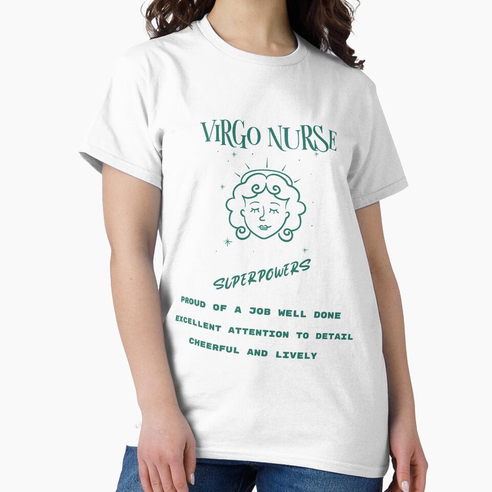 Virgo Nurse Superpowers Zodiac Green Line Drawing by PrintHatcher