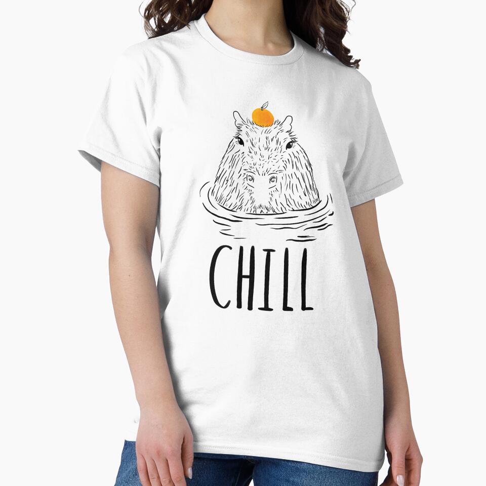 Capybara with Mandarin orange Illustration Chill out by SusanaDesigns