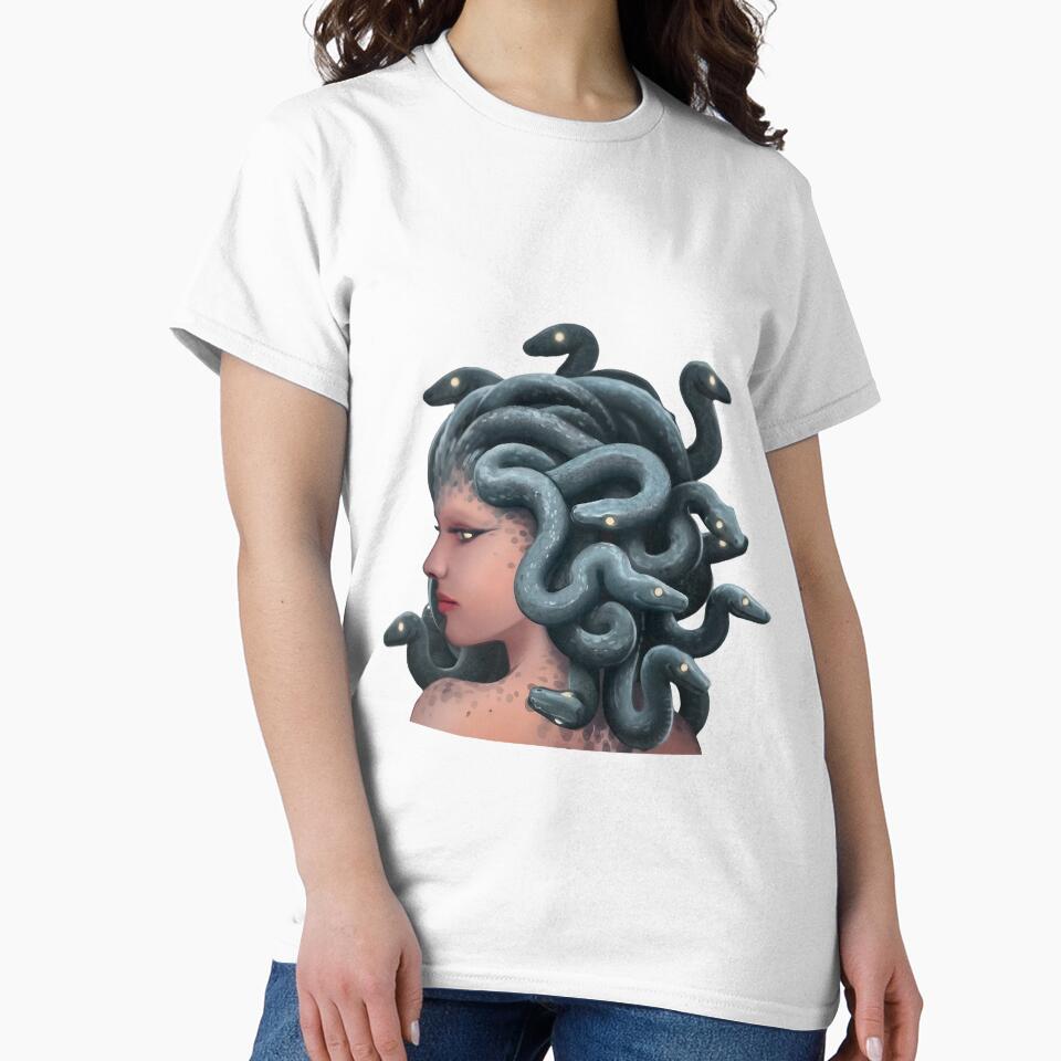 Medusa with snakes with glowing eyes as hair by Aktio  Design
