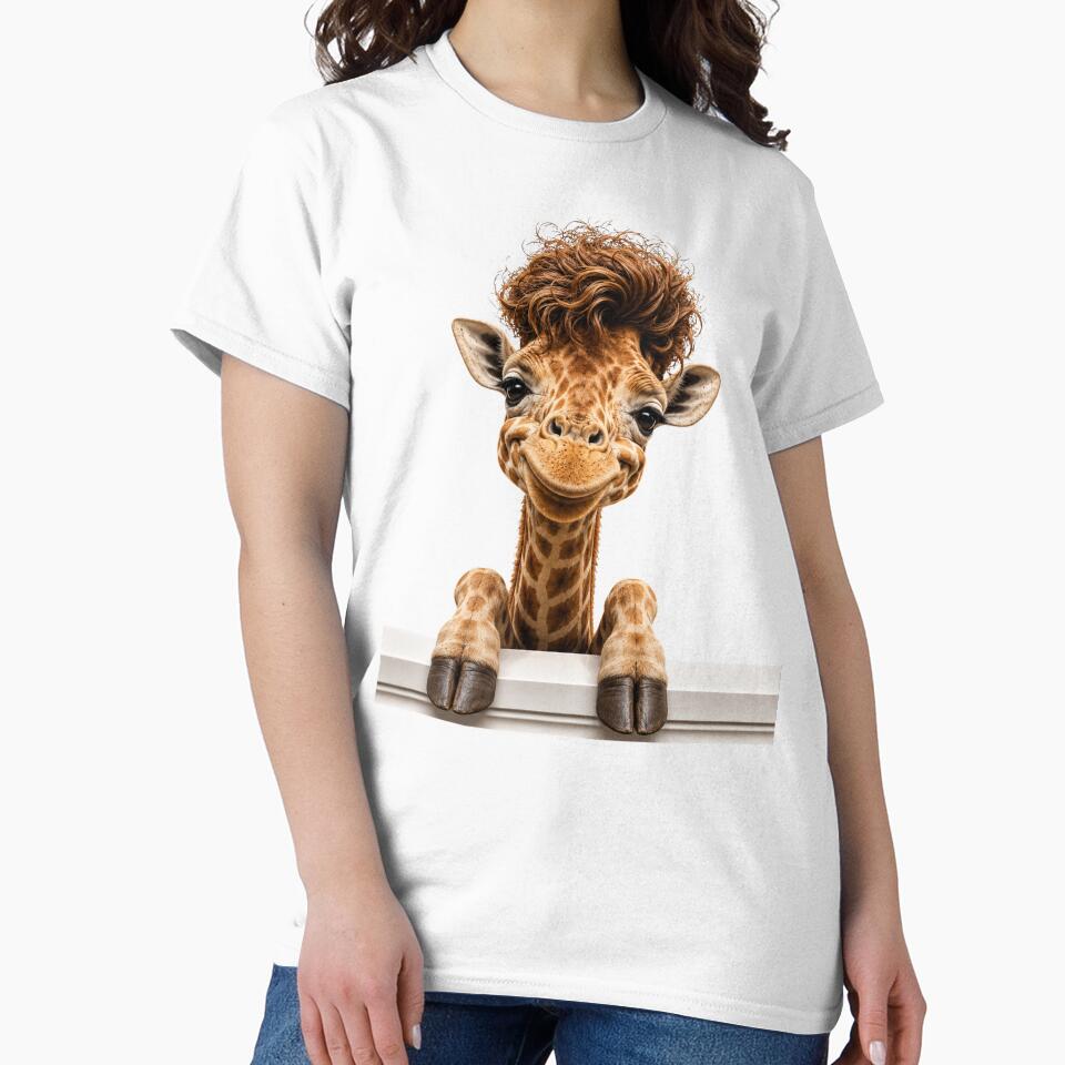 Curly Hair Giraffe – Funny Cute Animal with Style by MargaretaArt