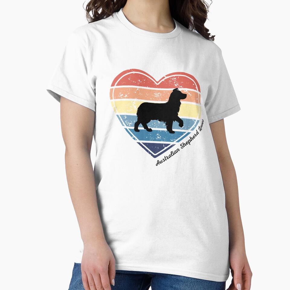 Australian Shepherd Lover Retro Sunset Heart by Print-A-Joke