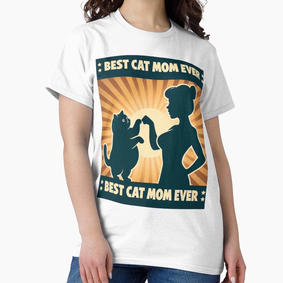 Best Cat Mom Ever Retro Fistbump Design by MigNetZ