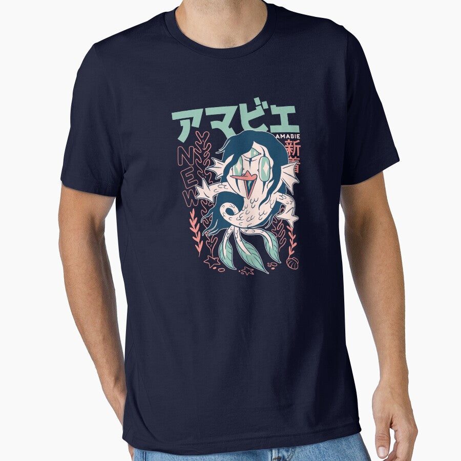Retro Japanese Amabie Yokai Mermaid Illustration | Japanese Folklore Creatures by SLAG-Creative