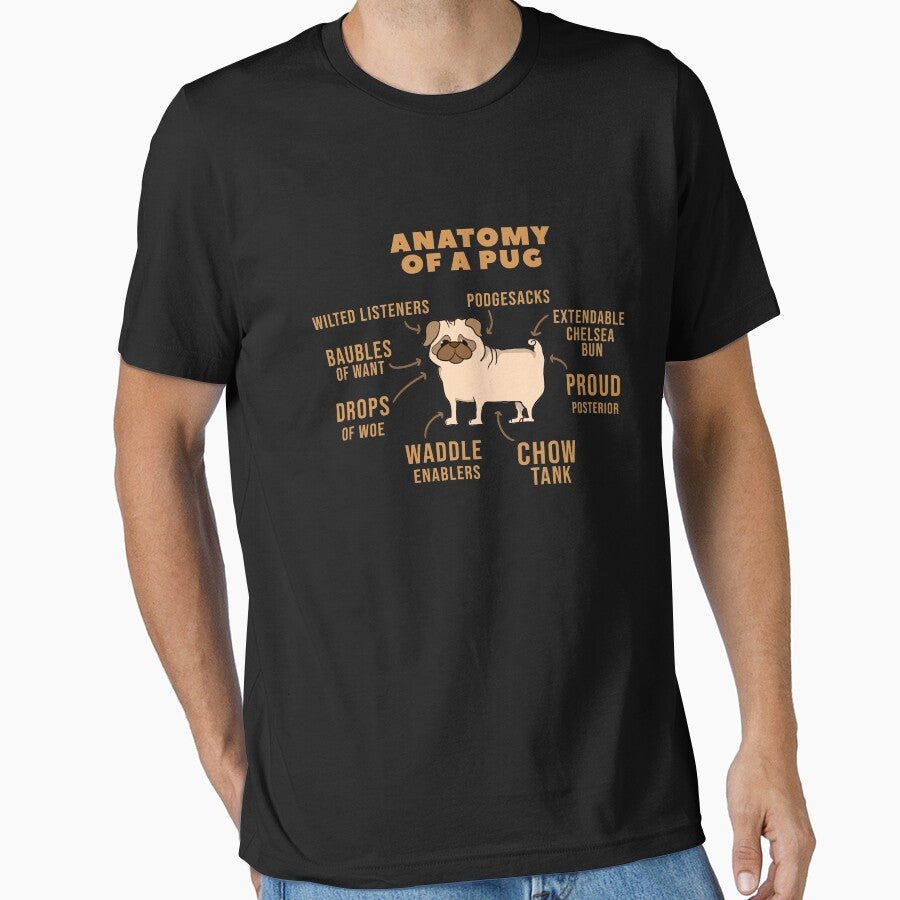 Cute Funny Pug Dog - Anatomy Of A Pug by PrintPress