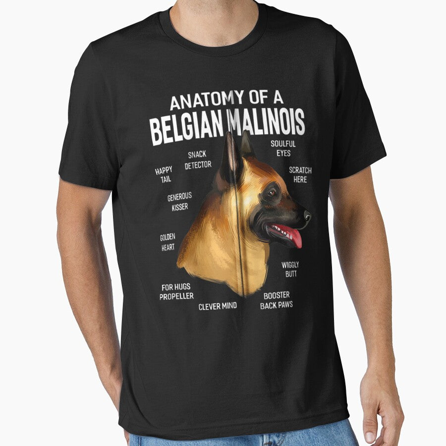Dogs 365 Anatomy of a Belgian Malinois Dog Funny Gift Zip Hoodie by augetjalegrei