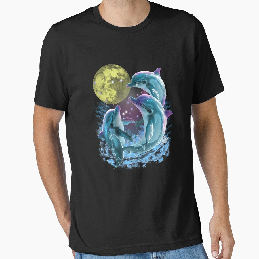 Two Dolphins Howling Moon by rcgela