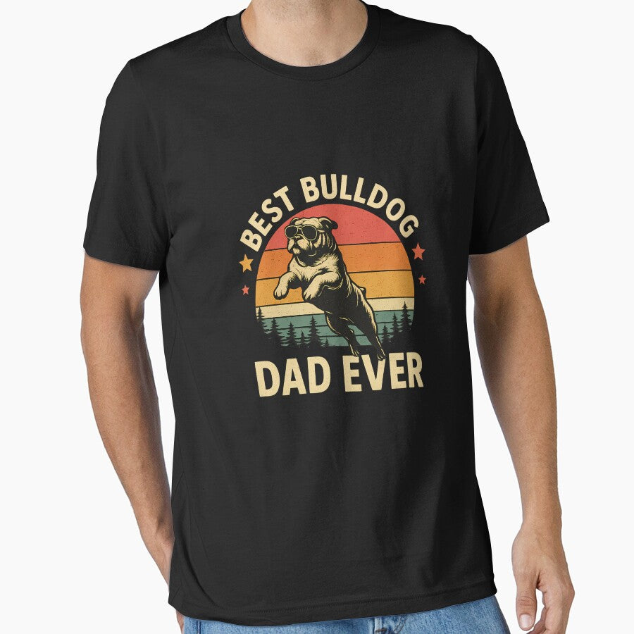 Best Bulldog Dad Ever Funny Retro Father's Day Gift by AnastasiaBorer