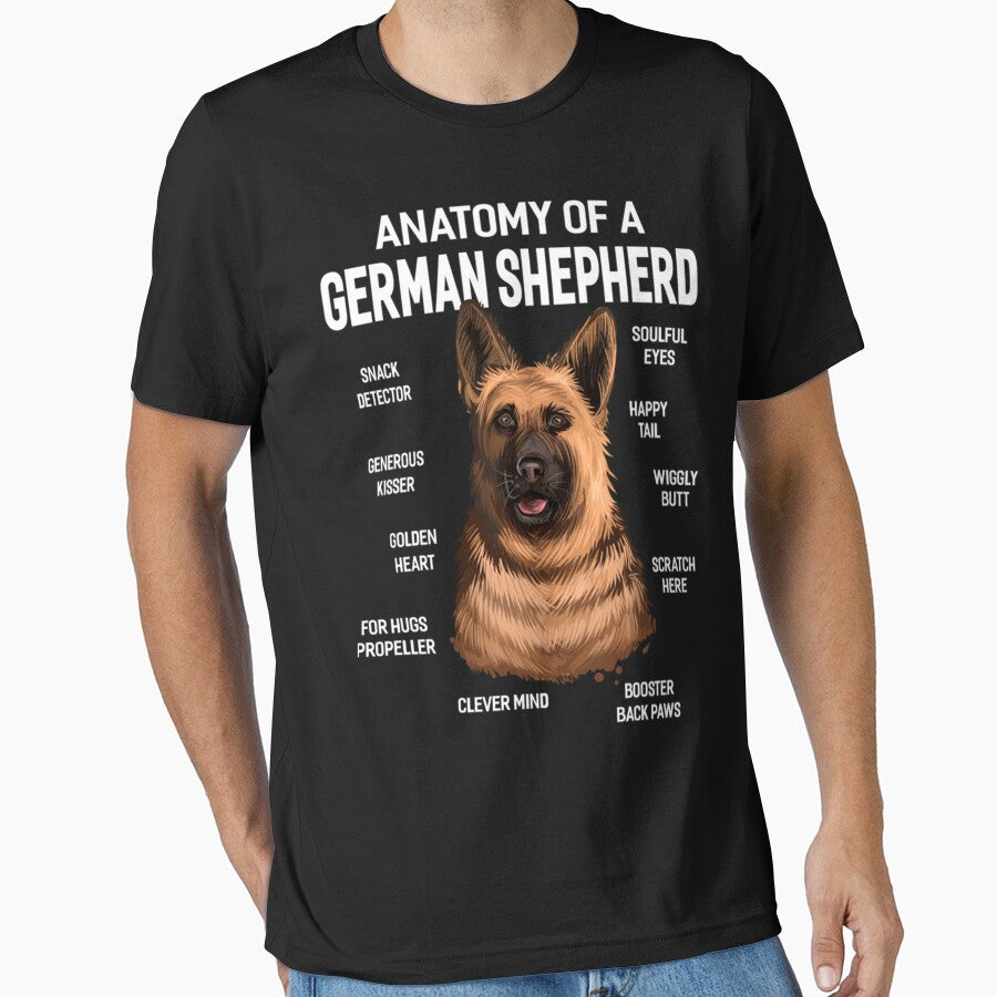 Dogs 365 Anatomy of a German Shepherd Dog Funny Gift Pullover Hoodie by augetjalegrei