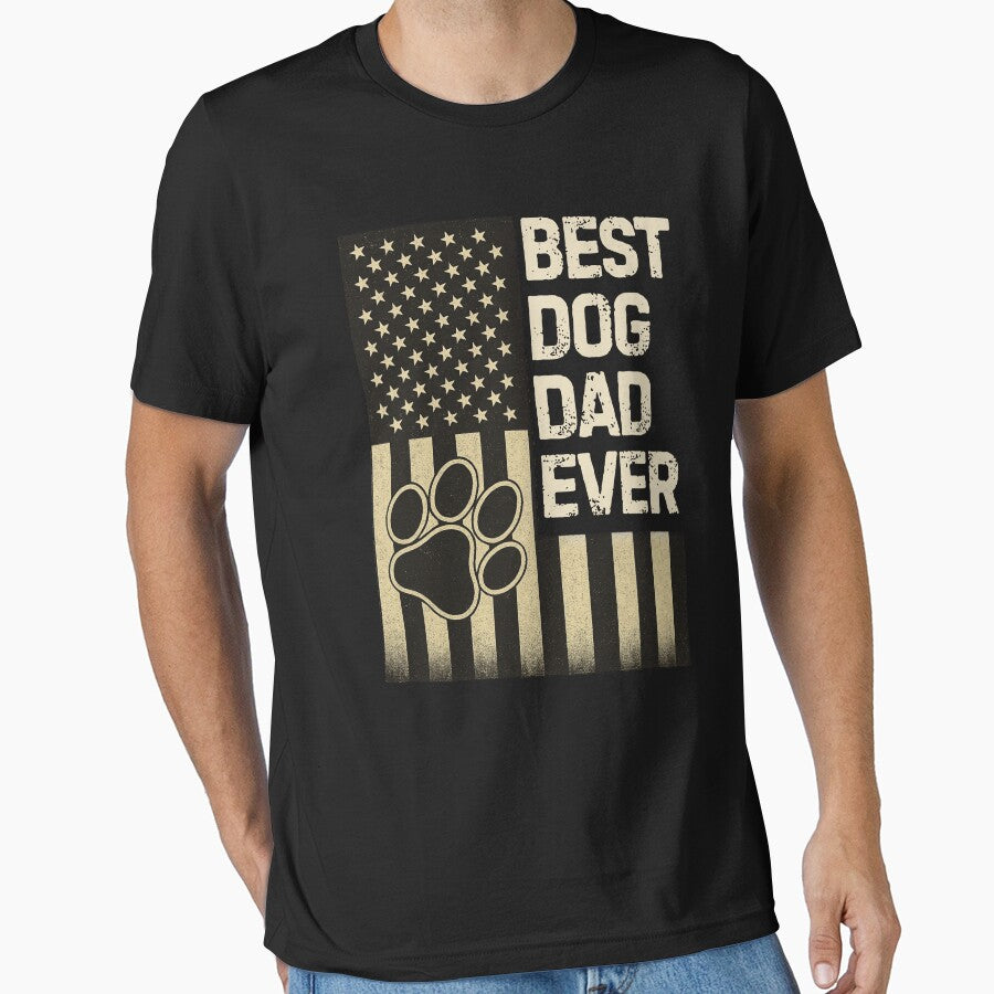 Best Dog Dad Ever American Flag Paw Print Design by flagylART