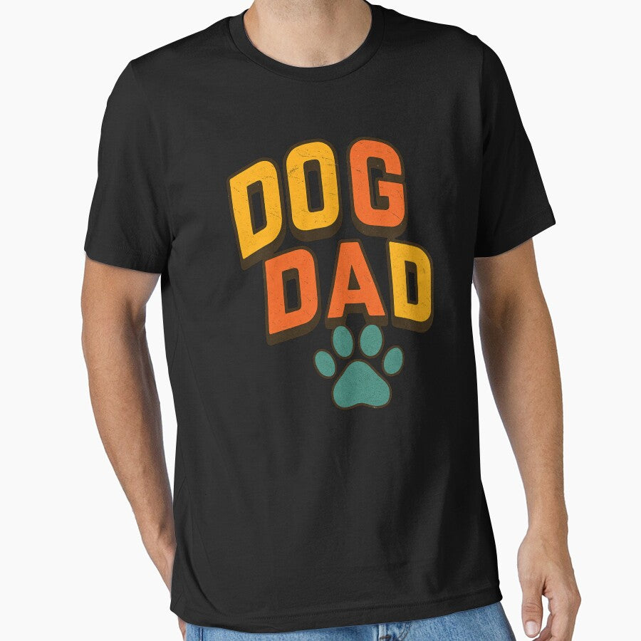 Dog Dad Retro Paw Print Design by flagylART
