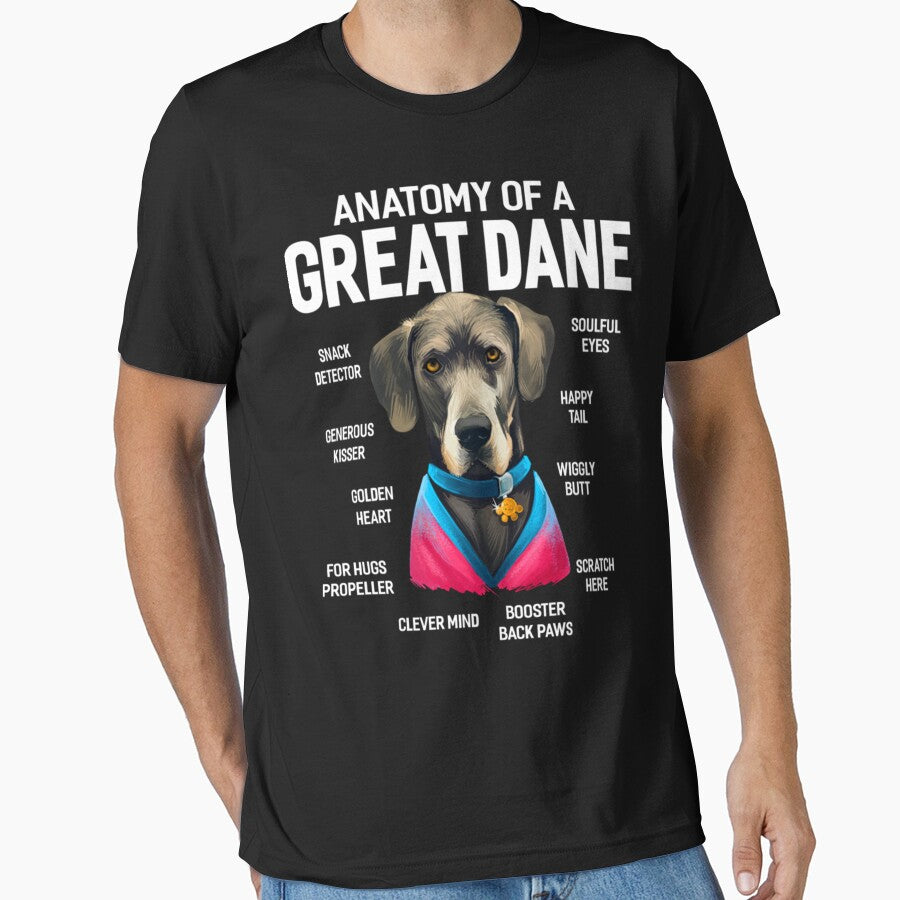 Dogs 365 Anatomy of a Great Dane Dog Funny Gift Pullover Hoodie by augetjalegrei