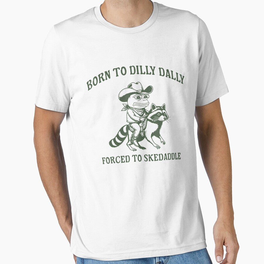 Vintage Raccoon Frog Born To Dilly Dally Forced To Skedaddle by Wisppiaa