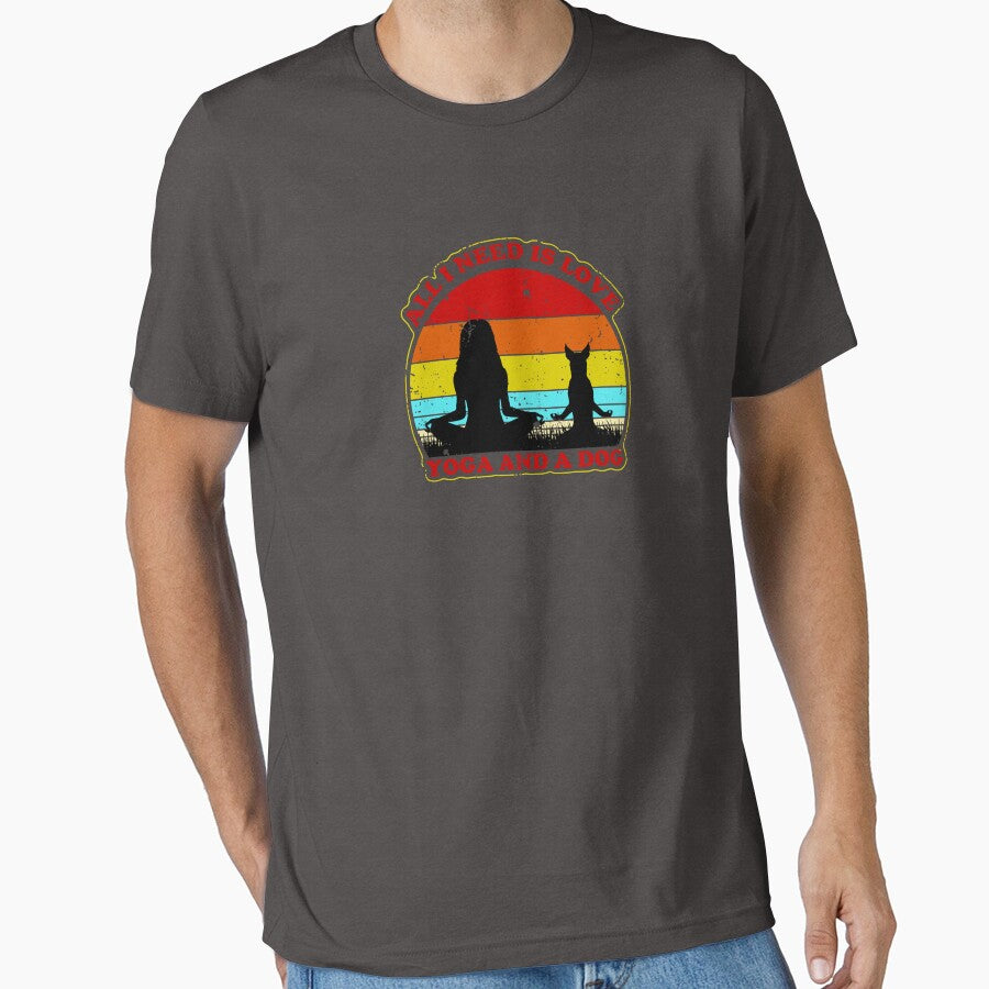 All I need is love yoga and a dog funny vintage by WhaTrends