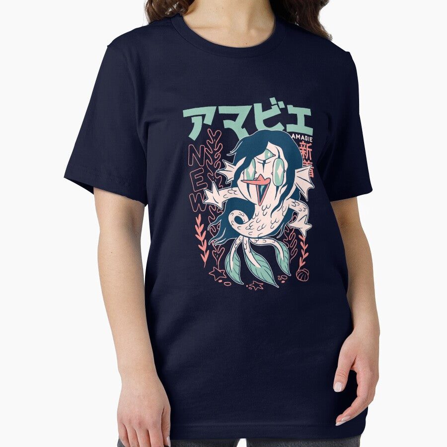 Retro Japanese Amabie Yokai Mermaid Illustration | Japanese Folklore Creatures by SLAG-Creative