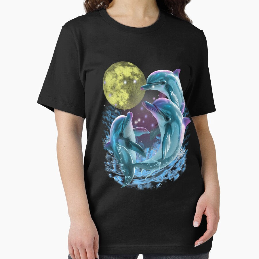 Funny Three Dolphins Howling Moon Vintage 90s by sadbluen