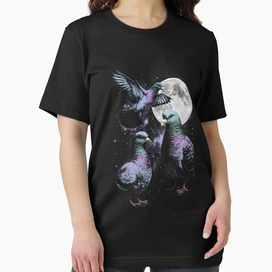 Retro Graphic Three Pigeon Moon Weird Cursed Meme by Torionrad