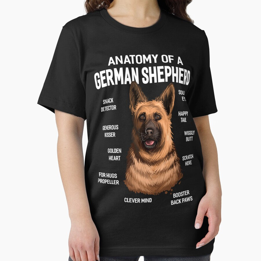 Dogs 365 Anatomy of a German Shepherd Dog Funny Gift Pullover Hoodie by augetjalegrei