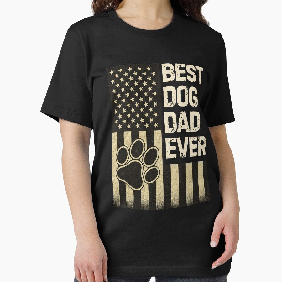 Best Dog Dad Ever American Flag Paw Print Design by flagylART