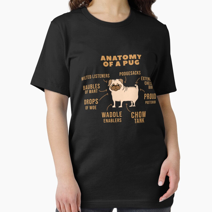 Cute Funny Pug Dog - Anatomy Of A Pug by PrintPress