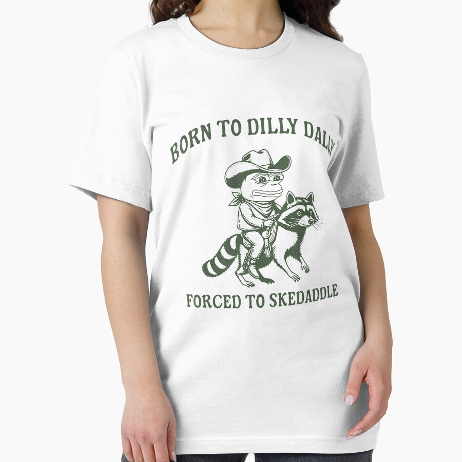 Vintage Raccoon Frog Born To Dilly Dally Forced To Skedaddle by Wisppiaa