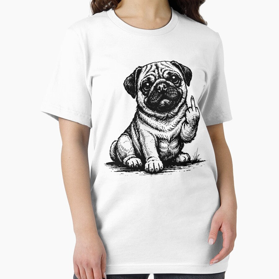 Funny Rude Pug Middle Finger, Funny Pug by will freed18