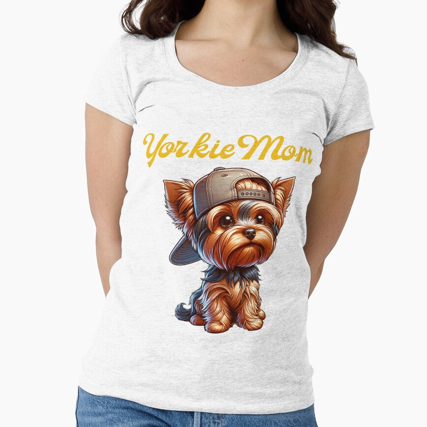 Yorkie Mom, cute pet silkie terrier wearing with baseball cap by BritishDelights