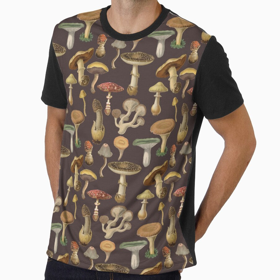 Forest Mushrooms Collection Goblincore Pattern - Coffee Brown by CanisArtStudio