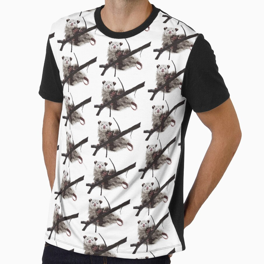 Opossum's butt on a branch pattern, small print white edition by bye-then
