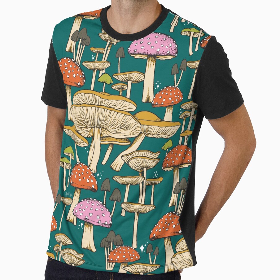 Magical Forest Mushrooms - Tropical Teal by Elizabeth Weglein