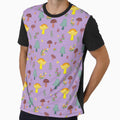Colorful Mushroom Seamless Pattern on a Lilac Background by Cherie Brunetti